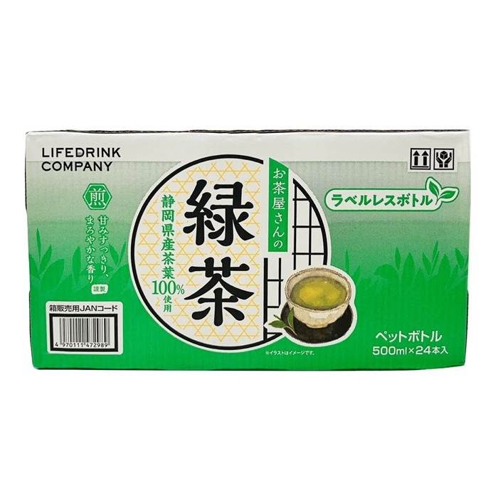 LDC お茶屋さんの緑茶 500ml x 24本 ラベルレス 静岡県産茶葉100%