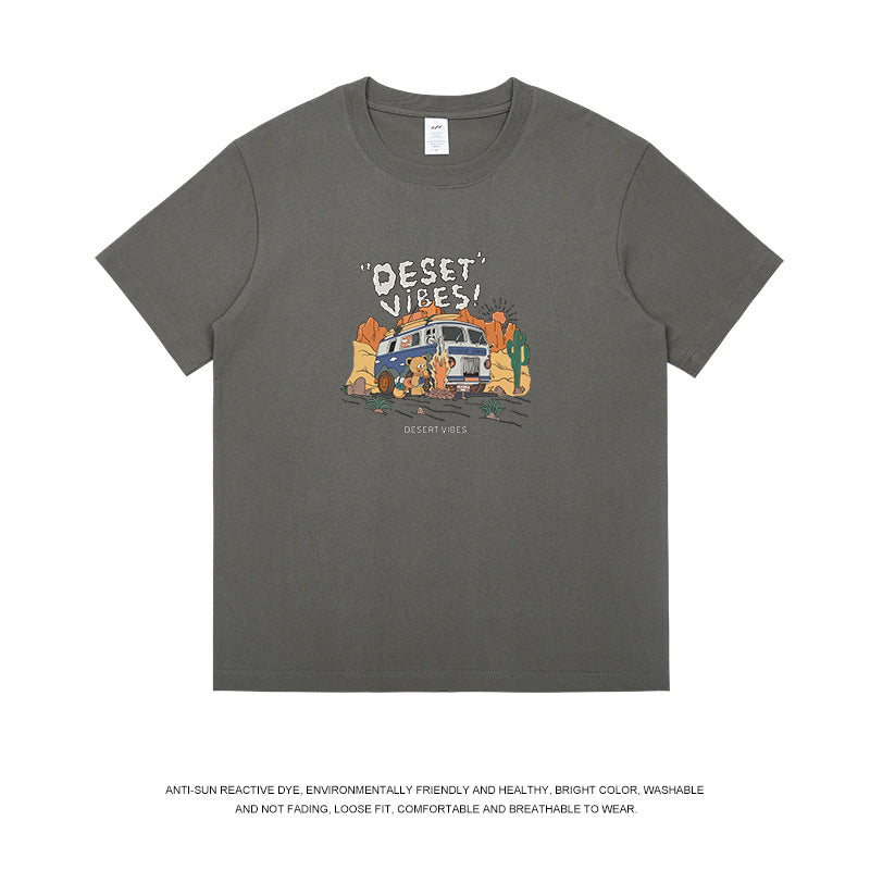 T-shirt da uomo a maniche corte oversize in cotone 100% da 230g, con stampa, stile streetwear, top primavera-estate, disponibile in 10 colori