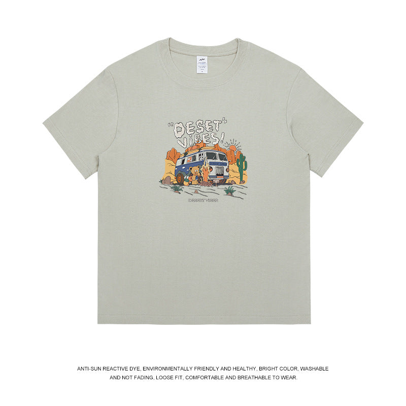 T-shirt da uomo a maniche corte oversize in cotone 100% da 230g, con stampa, stile streetwear, top primavera-estate, disponibile in 10 colori