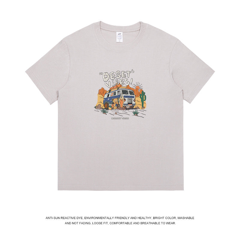 メンズ 230g綿100％ ゆったり半袖Tシャツ プリント ストリート系 トップス 春夏 カットソー★全10色