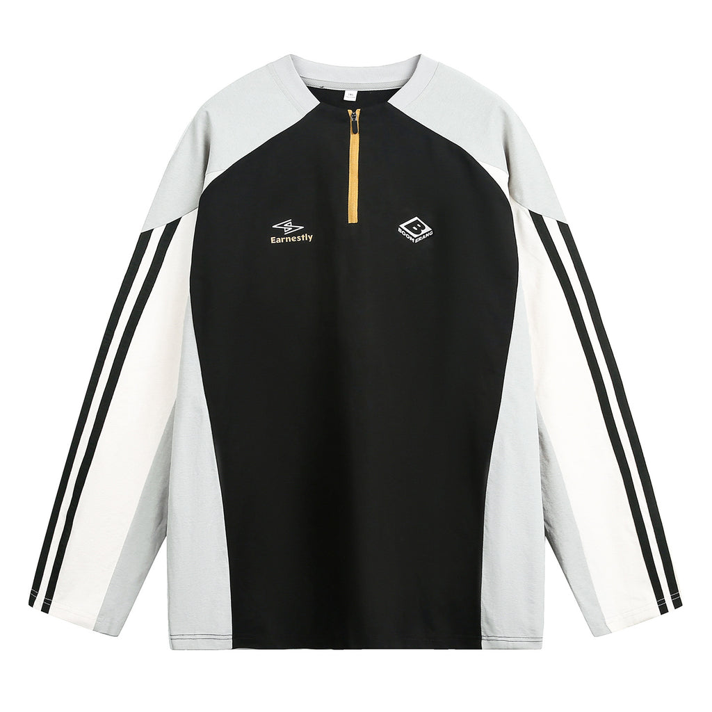 T-shirt sportiva da uomo autunno novità manica lunga con blocchi di colore mezza zip traspirante anti-UV con stampa★2 colori -10% di sconto, restano 5 giorni!