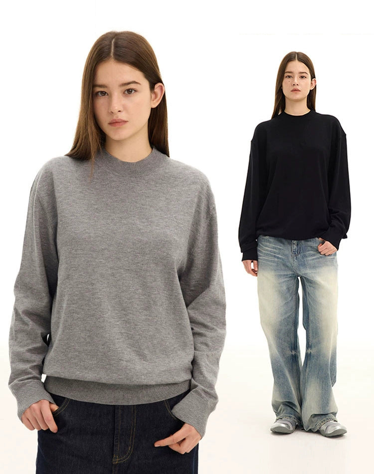 Maglione girocollo unisex a tinta unita a maniche lunghe, stile streetwear, top autunnale e invernale 2025, nuova collezione★Disponibile in 3 colori
