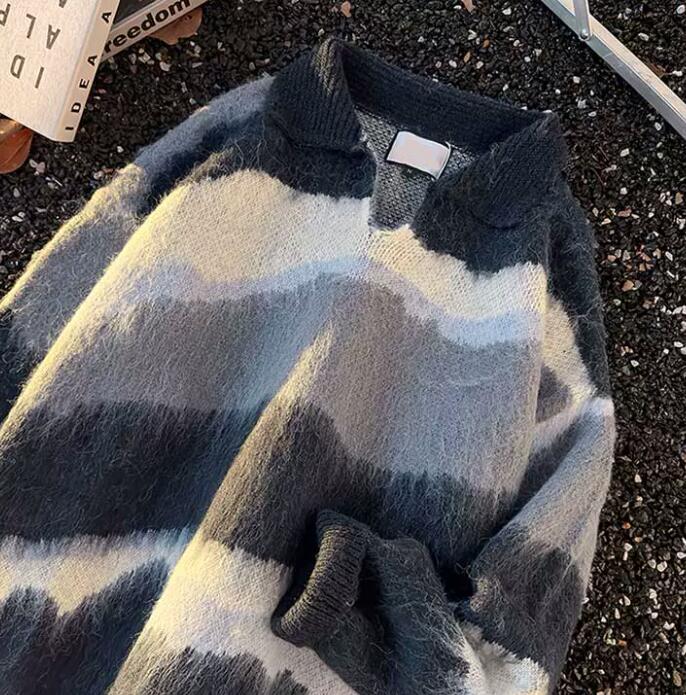 秋冬トップス メンズ ニット セーター ポロ襟 防寒