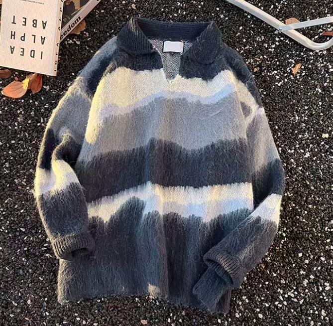 秋冬トップス メンズ ニット セーター ポロ襟 防寒