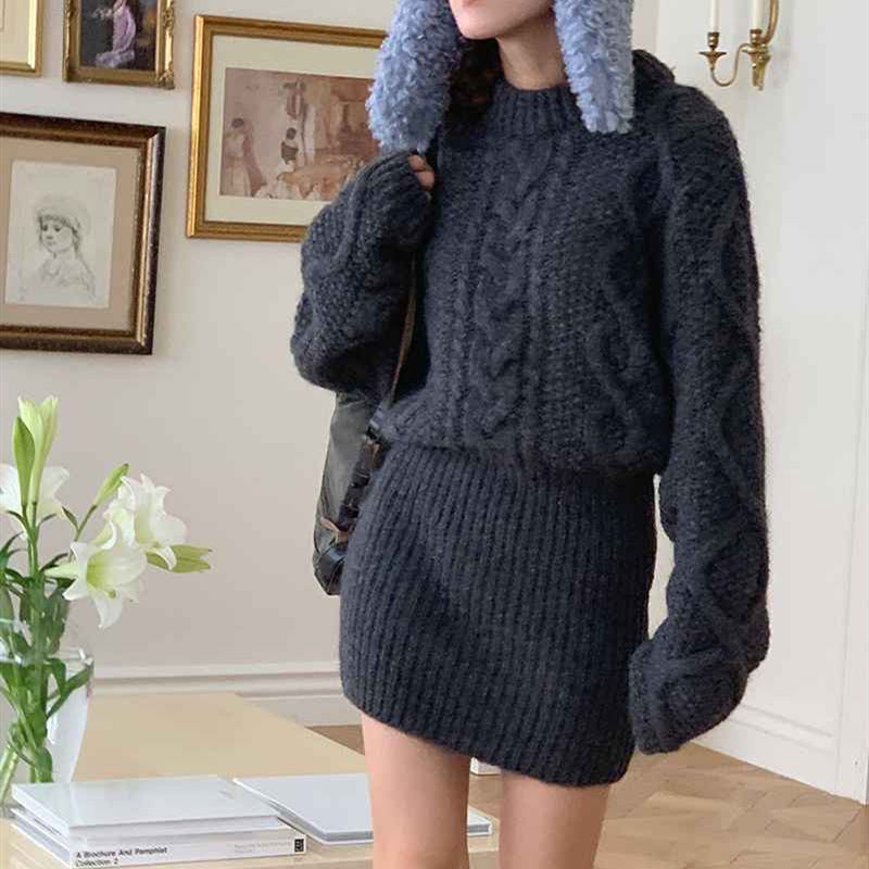Abito in maglia, abito, maglieria, tunica, maniche lunghe, autunno e inverno, casual, abito in maglia