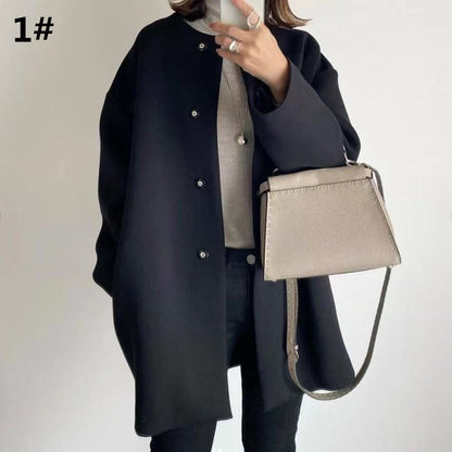 Cappotto nuovo autunno-inverno da donna, cappotto di media lunghezza, capospalla, copre i fianchi, nasconde i difetti, casual