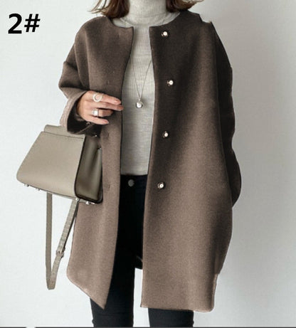 Cappotto nuovo autunno-inverno da donna, cappotto di media lunghezza, capospalla, copre i fianchi, nasconde i difetti, casual