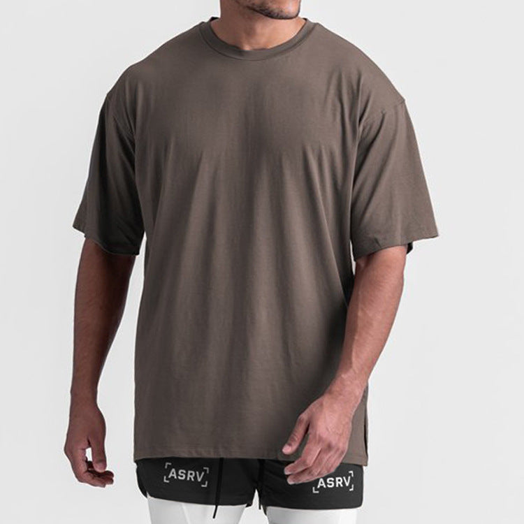 メンズ オーバーサイズ ドライTシャツ 美式カジュアル・落ち感シルエット・速乾通気・半袖インナー★全5色