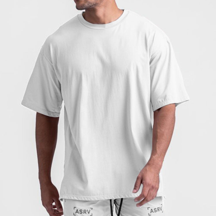 メンズ オーバーサイズ ドライTシャツ 美式カジュアル・落ち感シルエット・速乾通気・半袖インナー★全5色