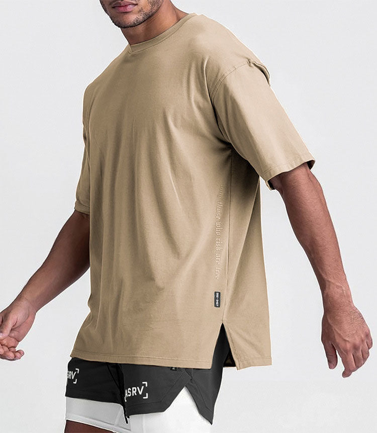 メンズ オーバーサイズ ドライTシャツ 美式カジュアル・落ち感シルエット・速乾通気・半袖インナー★全5色