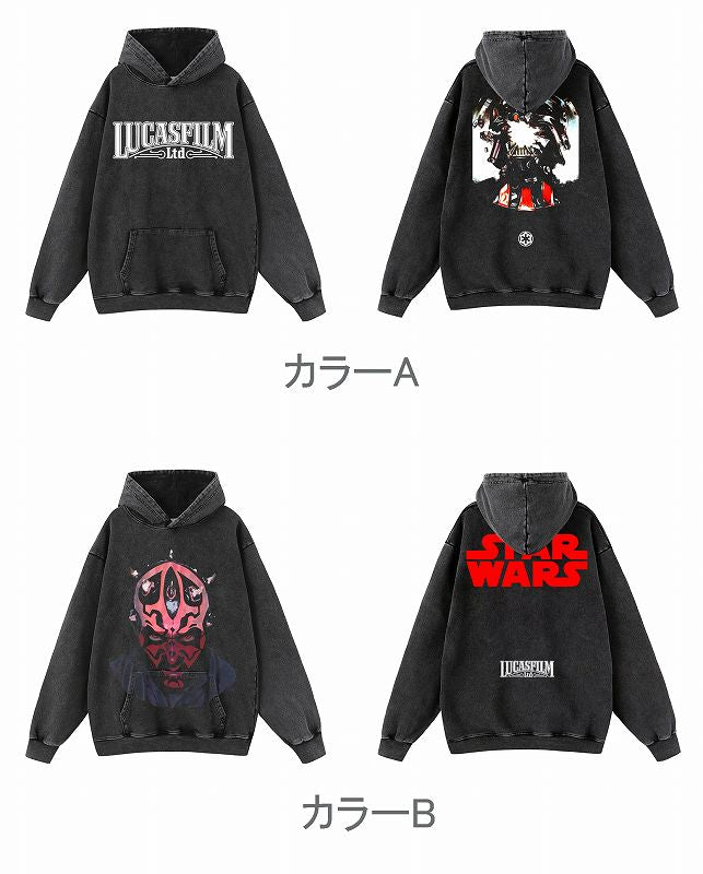 メンズ ビンテージ風 パーカー 男女兼用 前面 背面 プリントトップス 秋冬 2025新作★全2タイプまとめ