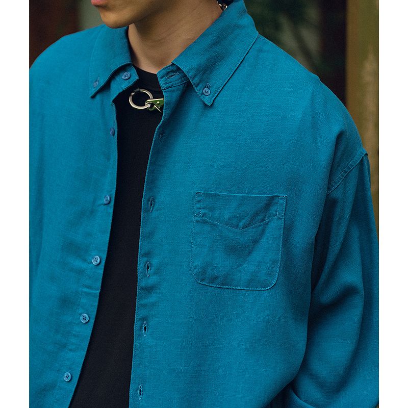 Camicia da uomo a maniche lunghe tinta unita, unisex, stile streetwear, top primavera/autunno 2026 nuova collezione ★ 3 colori disponibili