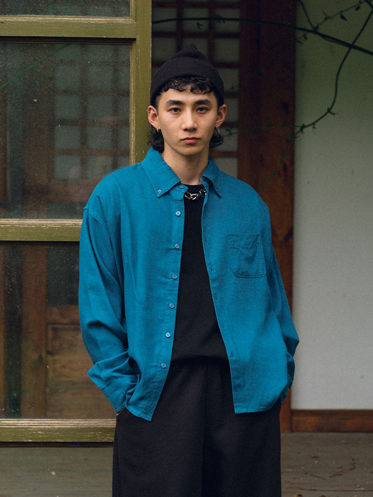 Camicia da uomo a maniche lunghe tinta unita, unisex, stile streetwear, top primavera/autunno 2026 nuova collezione ★ 3 colori disponibili