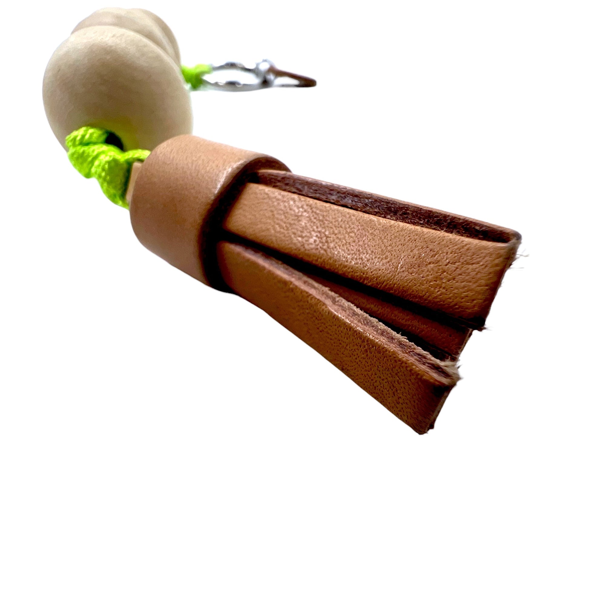 nodzoku Moschettone Portachiavi Portachiavi Palla di Legno Nappe Wiz Beige