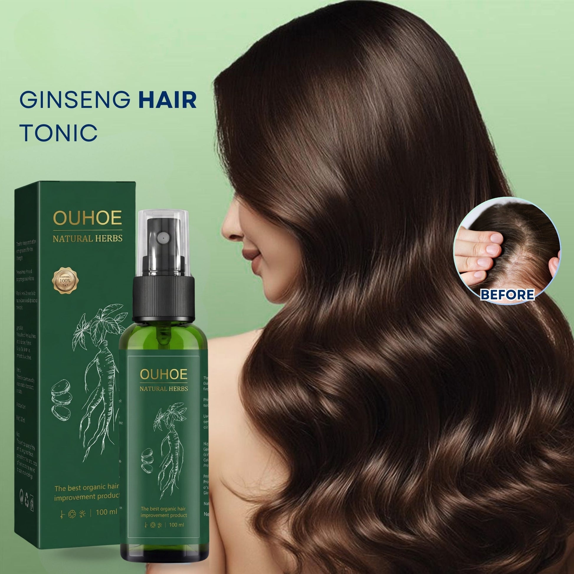 Ouhoe Ginseng Hair Growth Serum Oil | Biotin Scalp Treatment | 100ml