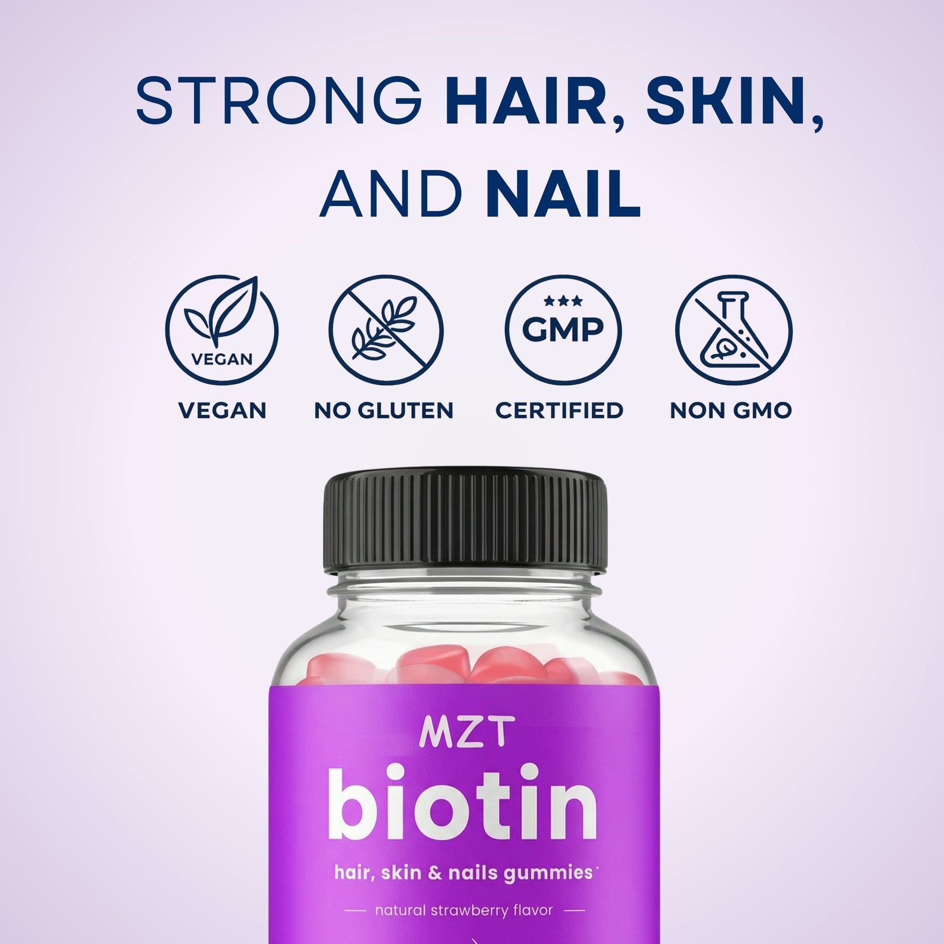 Biotin Hair & Nail Gummies | 5000mcg + Vitamins | 60ct