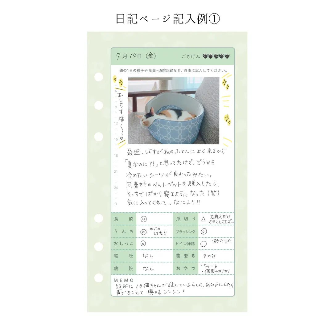 ヘルプ手帳リフィル②｜ 日記ページ 30日分（犬猫兼用）