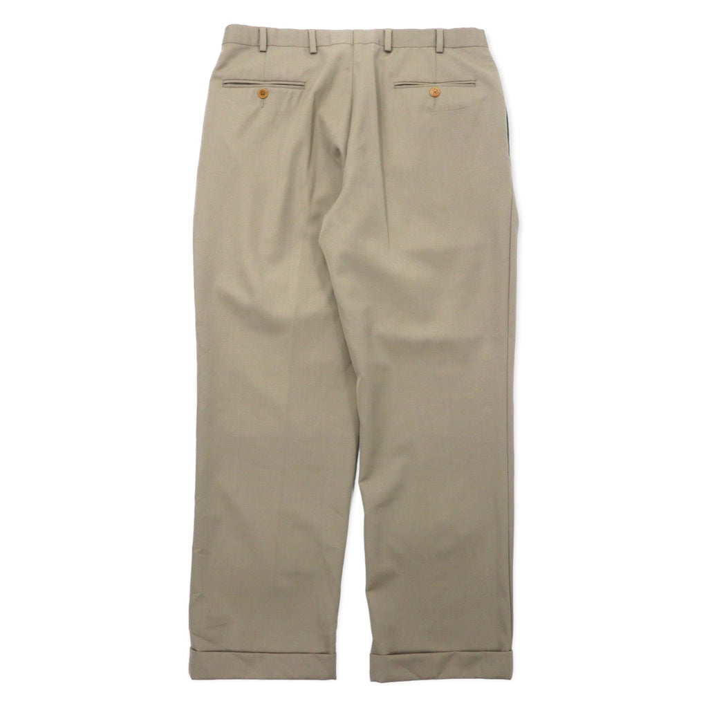 346 BROOKS BROTHERS 2タック ワイド スラックスパンツ 36 ベージュ ウール MADISON FIT
