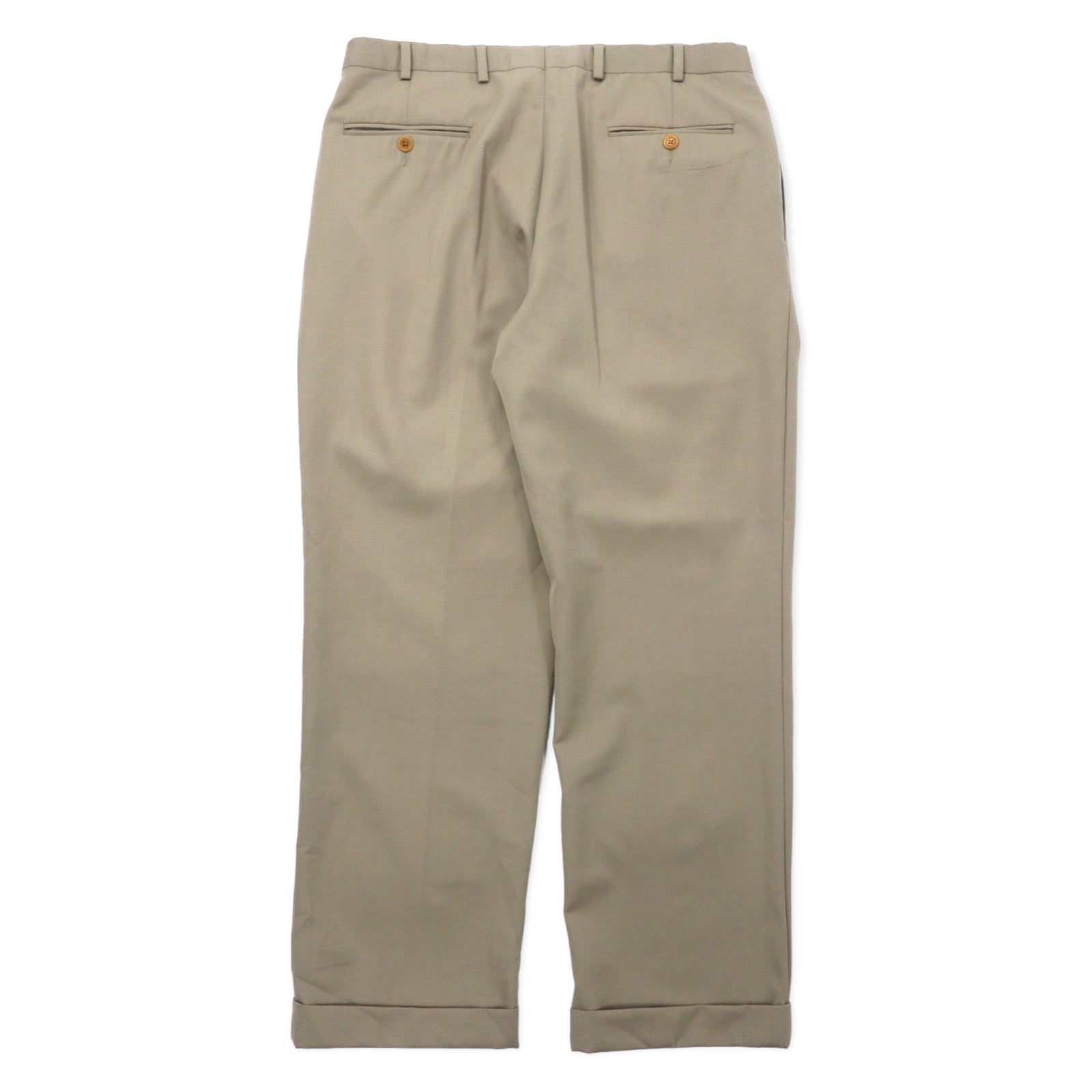 346 BROOKS BROTHERS 2タック ワイド スラックスパンツ 36 ベージュ ウール MADISON FIT