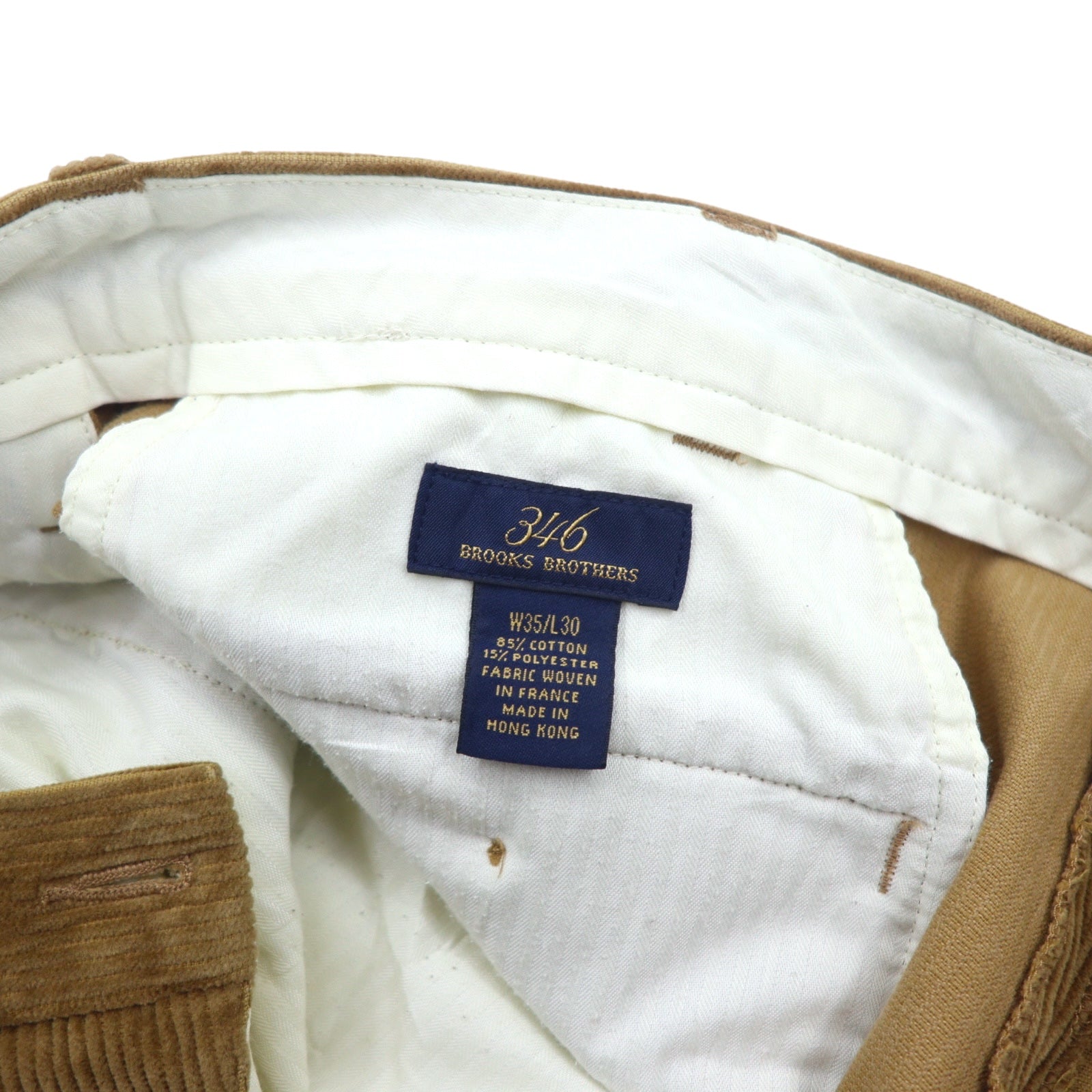 346 BROOKS BROTHERS タック ワイド コーデュロイパンツ 35 ブラウン コットン フランス製生地