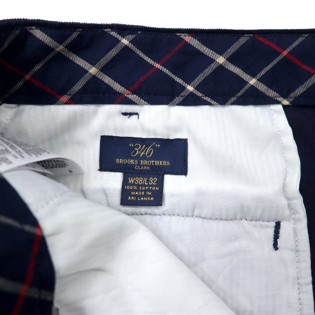 346 BROOKS BROTHERS Pantaloni affusolati in velluto a coste taglio ampio 38 Blu navy Cotone Fabbricato in Sri Lanka