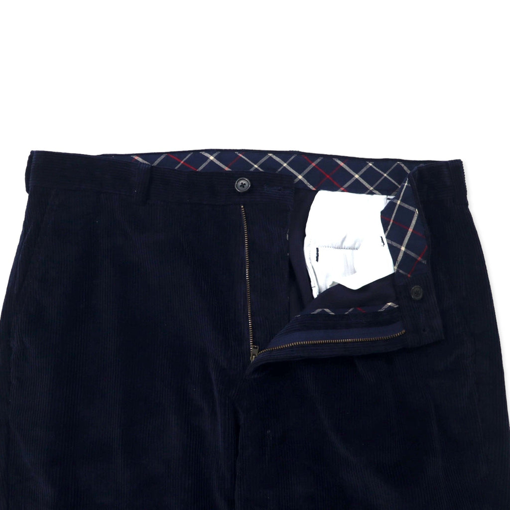 346 BROOKS BROTHERS Pantaloni affusolati in velluto a coste taglio ampio 38 Blu navy Cotone Fabbricato in Sri Lanka