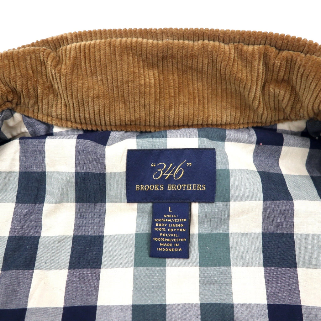 346 BROOKS BROTHERS ダウンベスト インサレーションベスト 中綿 L カーキ ポリエステル 襟コーデュロイ
