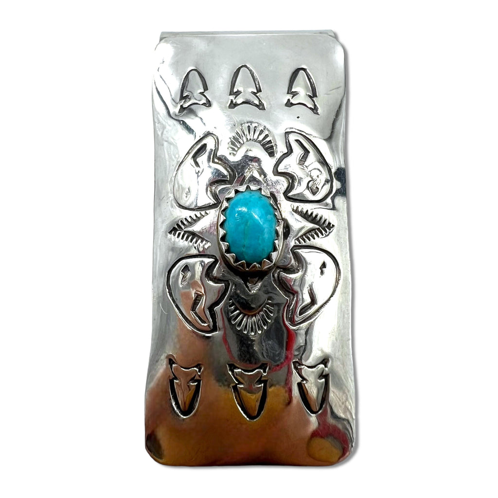 Fermasoldi Navajo Indian Jewelry con turchese e stampwork