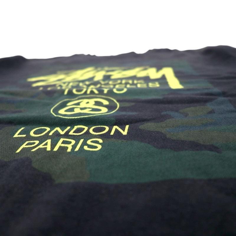 STUSSY USA World Tour Girocollo Felpa L Nero Mimetico WT Camo Block Sweat