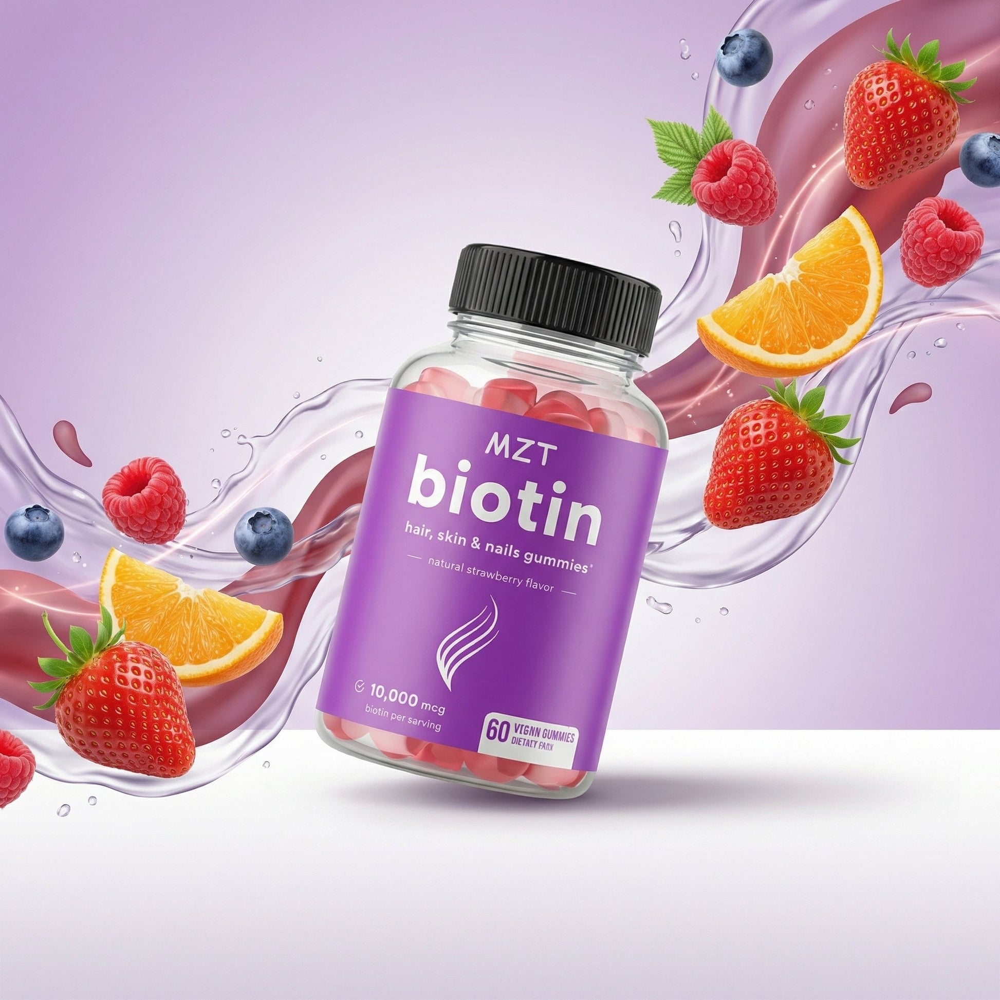 Biotin Hair & Nail Gummies | 5000mcg + Vitamins | 60ct