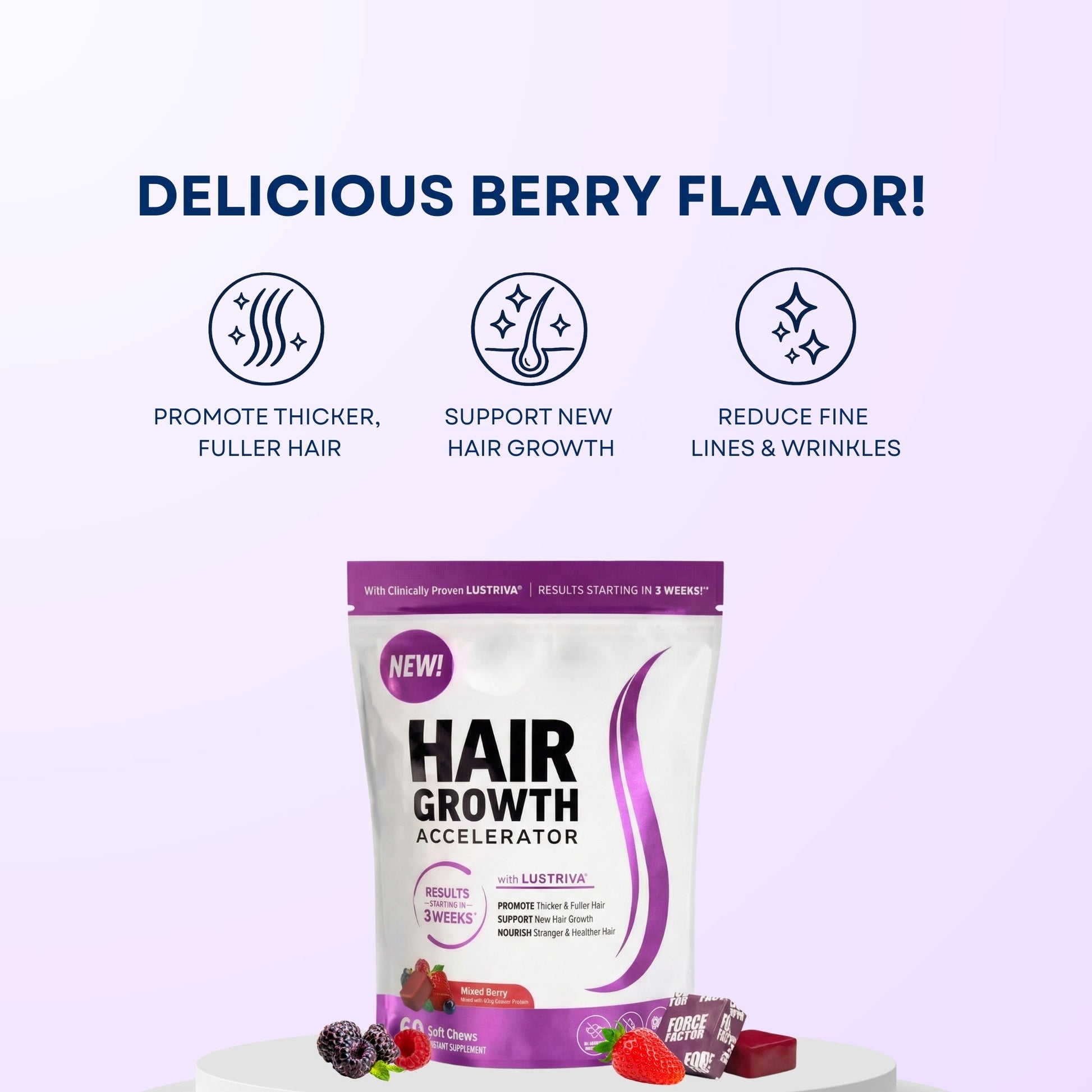 Hair Growth Gummies | Biotin 5000mcg + Plant Extracts | 60 Count