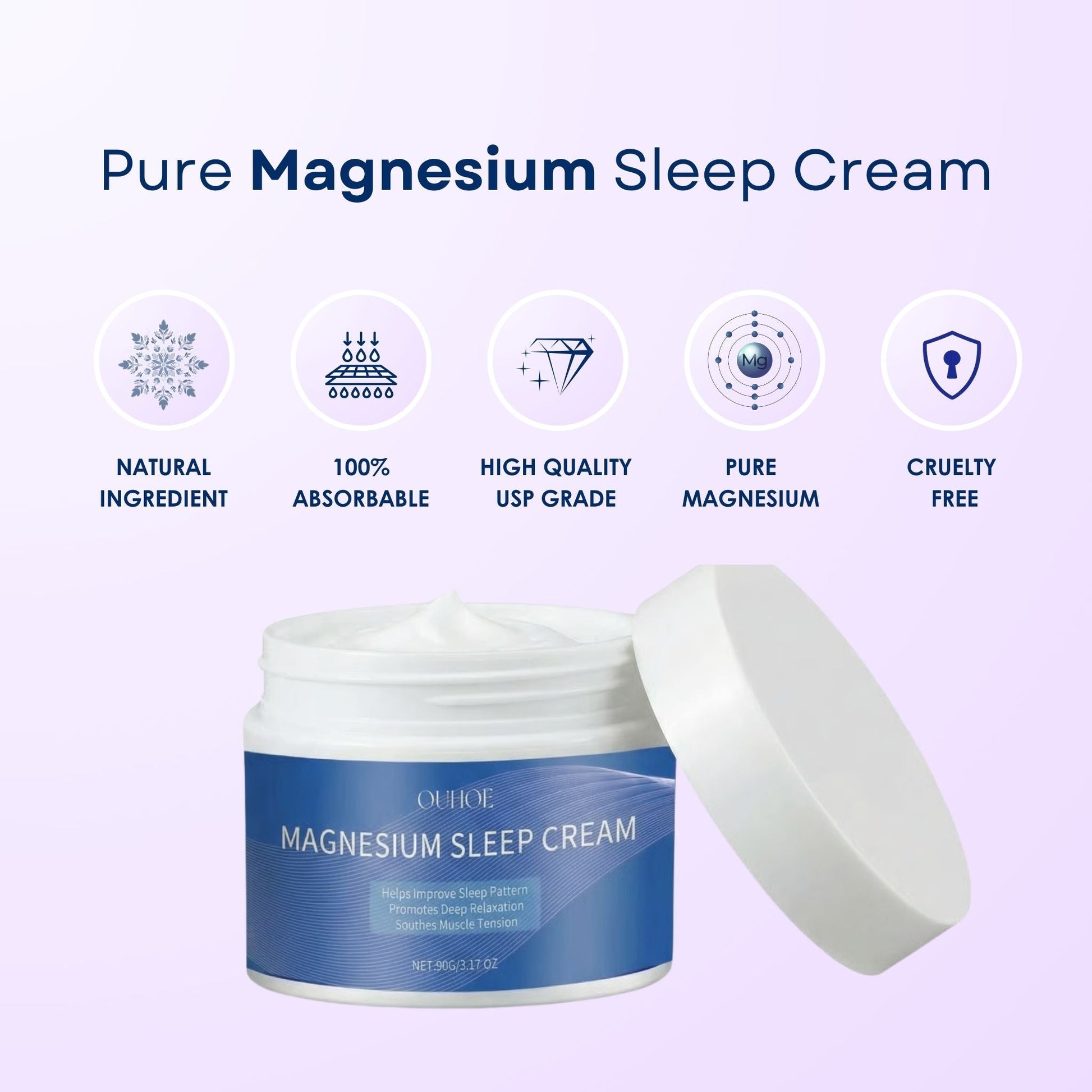 Magnesium Sleep Cream | Concentrated Muscle Relaxation + Restful Sleep | 90g