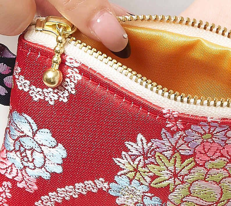 【裏表で２つの柄を愉しむ】ヴィンテージ金襴 ポケットお守りケース S（こまごまケース / コイン＆キーケース）
