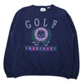 417 by VAN HEUSEN USA製 80年代 プリント スウェット L ネイビー コットン 裏起毛 GOLF