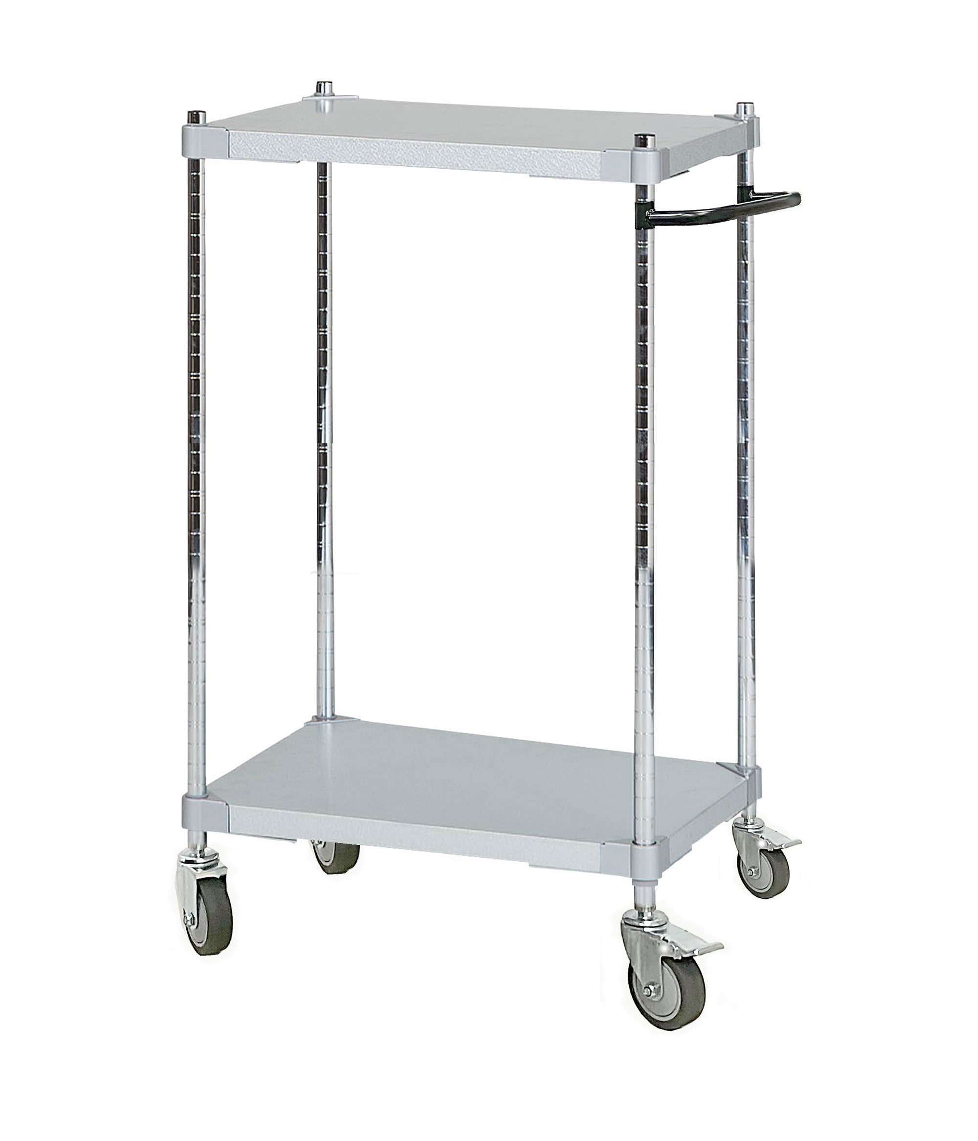 PROFACE Carrello in acciaio Galvalume con manico a 2 ripiani, altezza 105 cm, profondità 46 cm, larghezza 60 cm