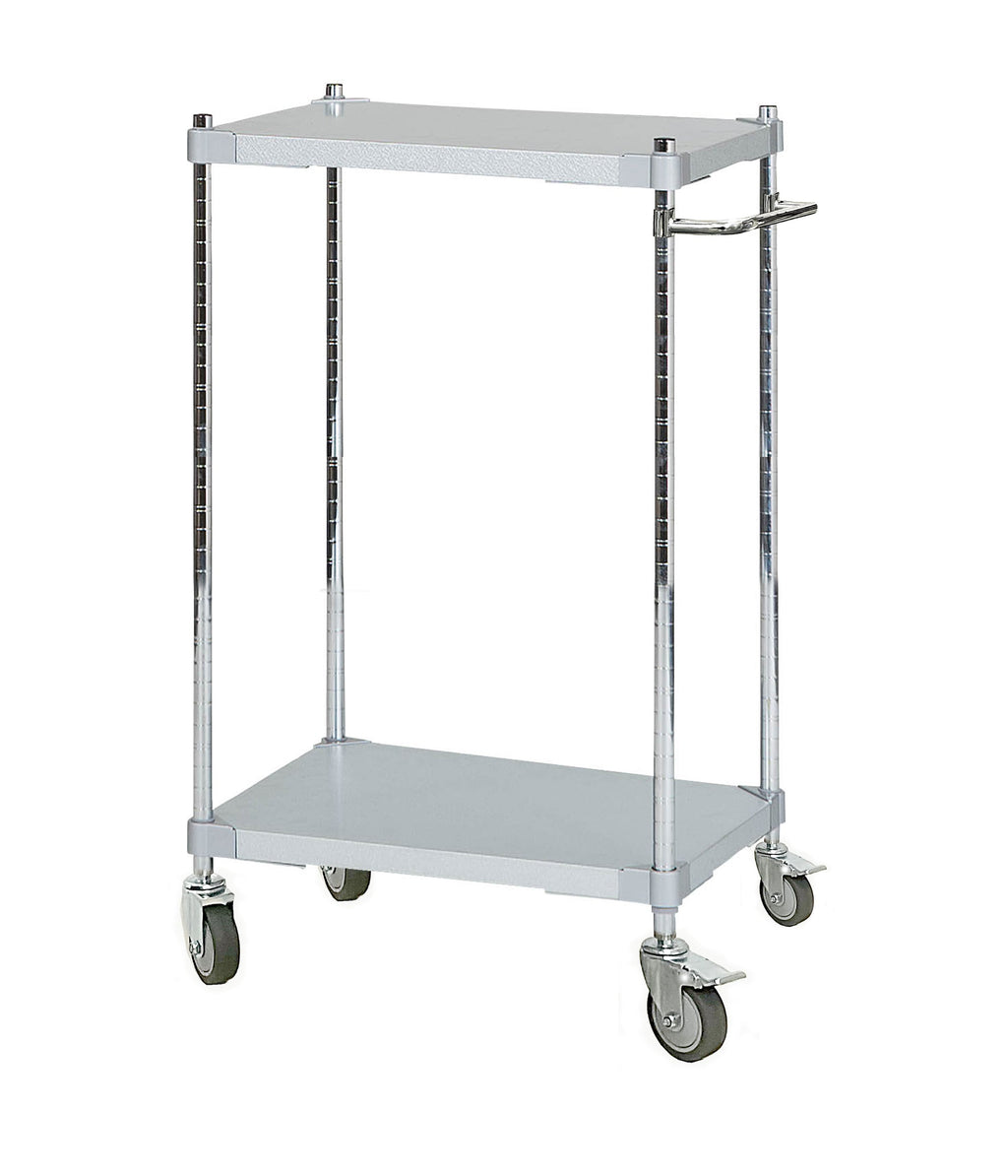 PROFACE Carrello in acciaio Galvalume con manico a 2 ripiani, altezza 105 cm, profondità 46 cm, larghezza 60 cm