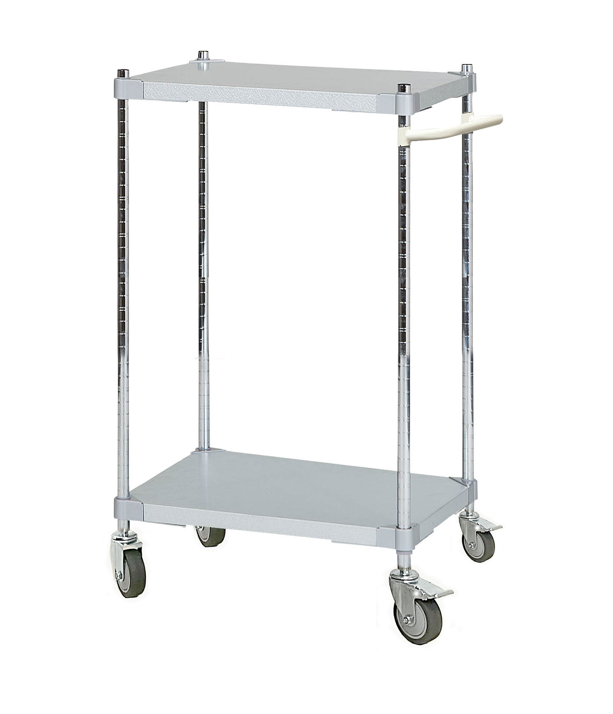 PROFACE Carrello in acciaio Galvalume con manico a 2 ripiani, altezza 105 cm, profondità 46 cm, larghezza 60 cm
