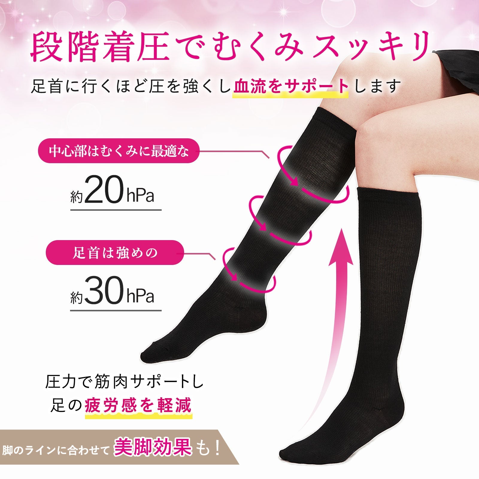 Calze compressive in misto cotone (confezione da 2 paia)