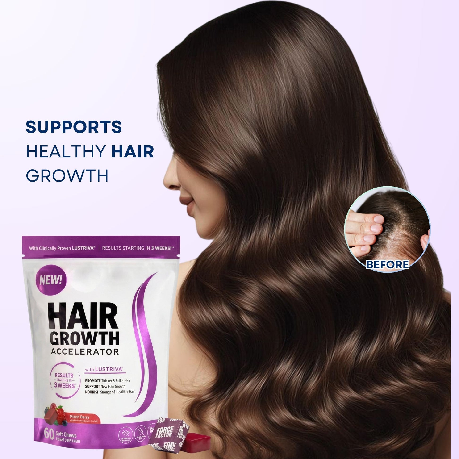Hair Growth Gummies | Biotin 5000mcg + Plant Extracts | 60 Count