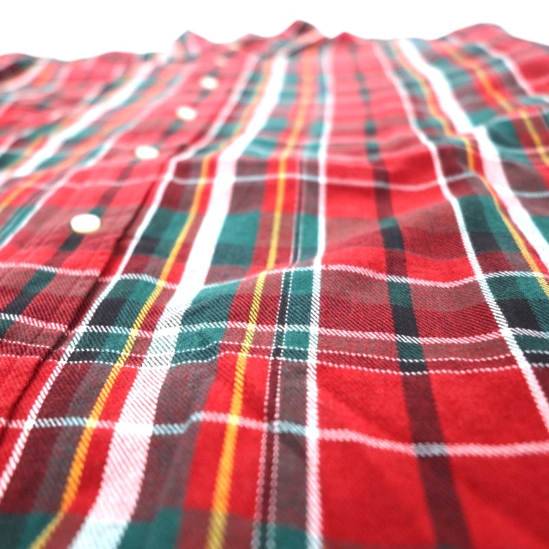 RALPH LAUREN anni '90 camicia flanella button-down BLAIRE L quadri rossa ricamo piccolo pony
