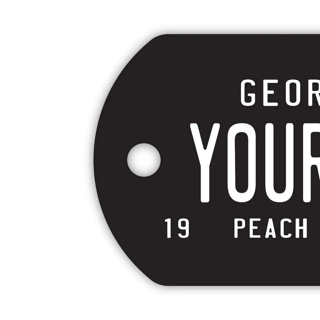 [Medaglietta identificativa per cani/Dog tag] Georgia 59/Portachiavi personalizzato a forma di targa americana