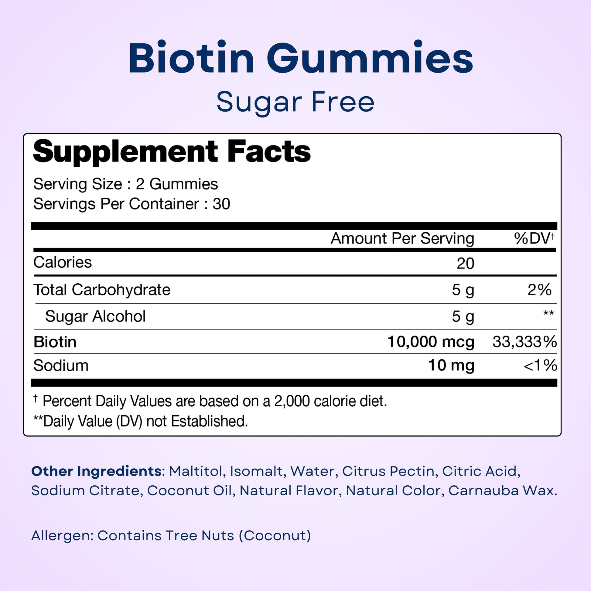 Biotin Hair & Nail Gummies | 5000mcg + Vitamins | 60ct