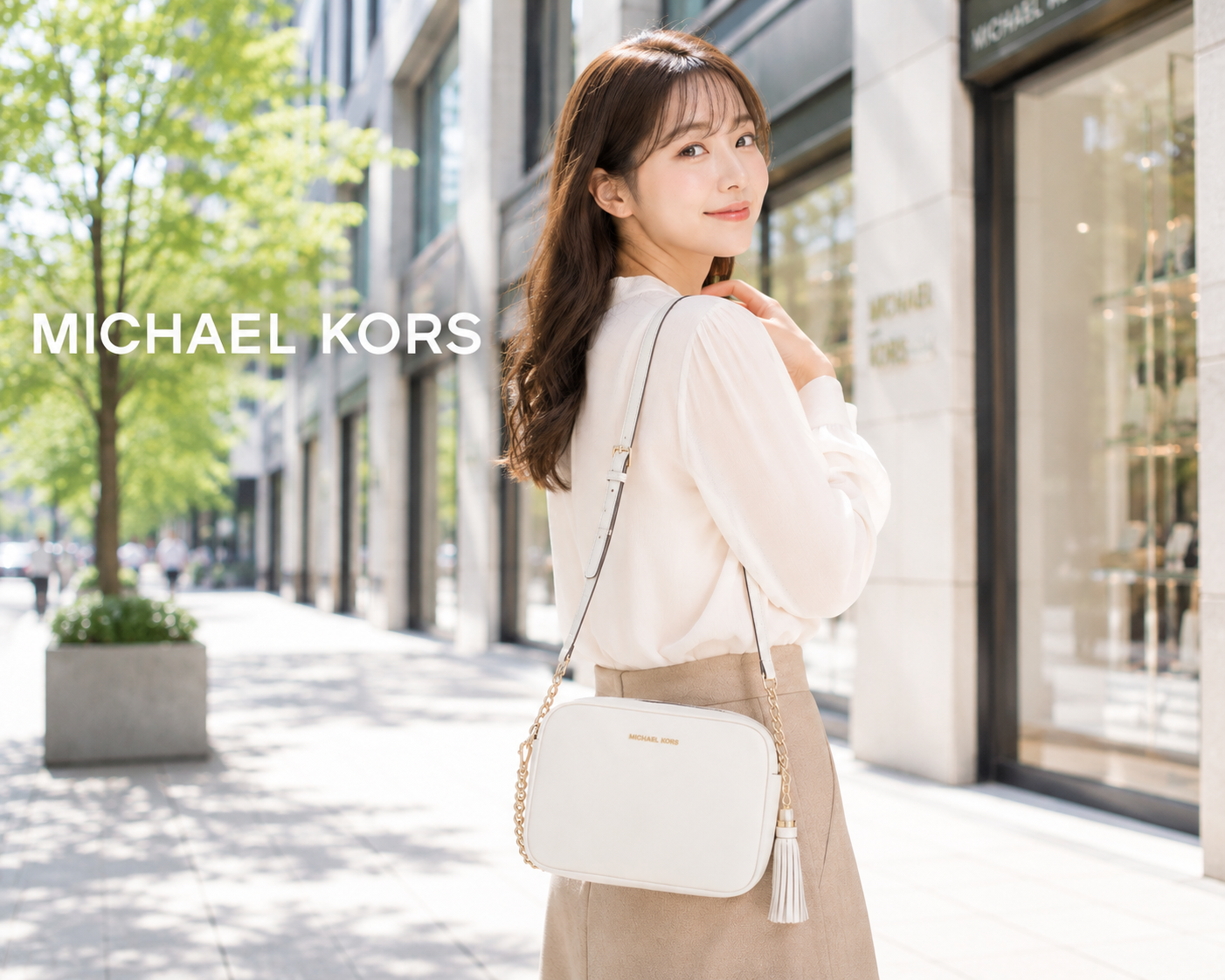 マイケルコース ショルダーバッグ レディース 斜め掛け JET SET ホワイト レザー 32F7GGNM8L 085 MICHAEL KORS