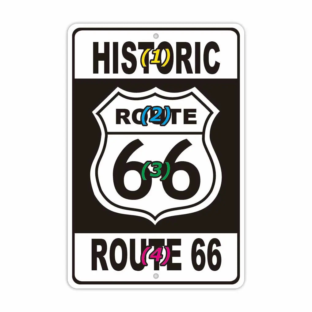 【Targhetta rettangolare】Route 66 / Insegna originale americana (circa 20x30 cm)