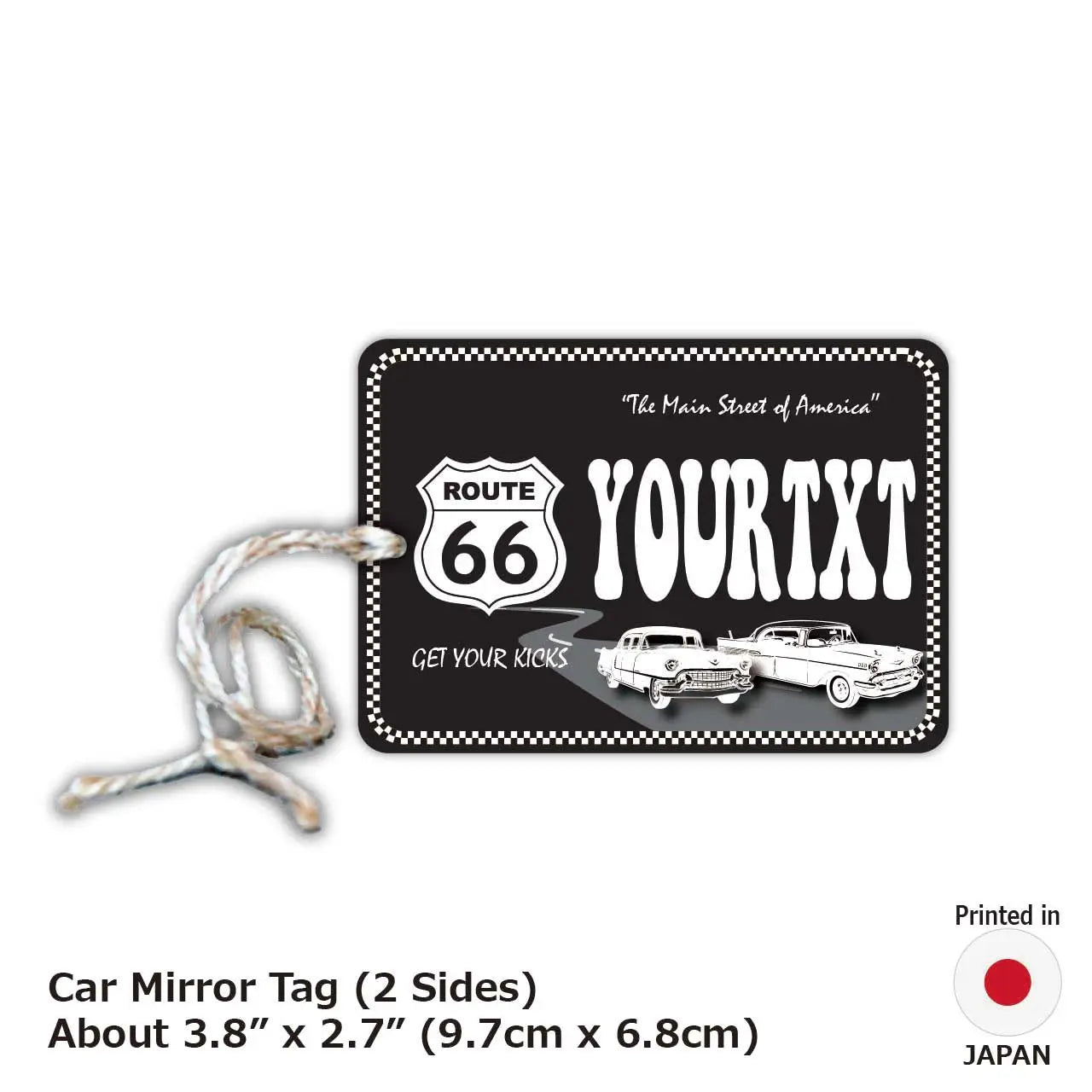 【Targhetta per specchietto retrovisore】Nero Route 66/Deodorante per auto a forma di targa americana originale