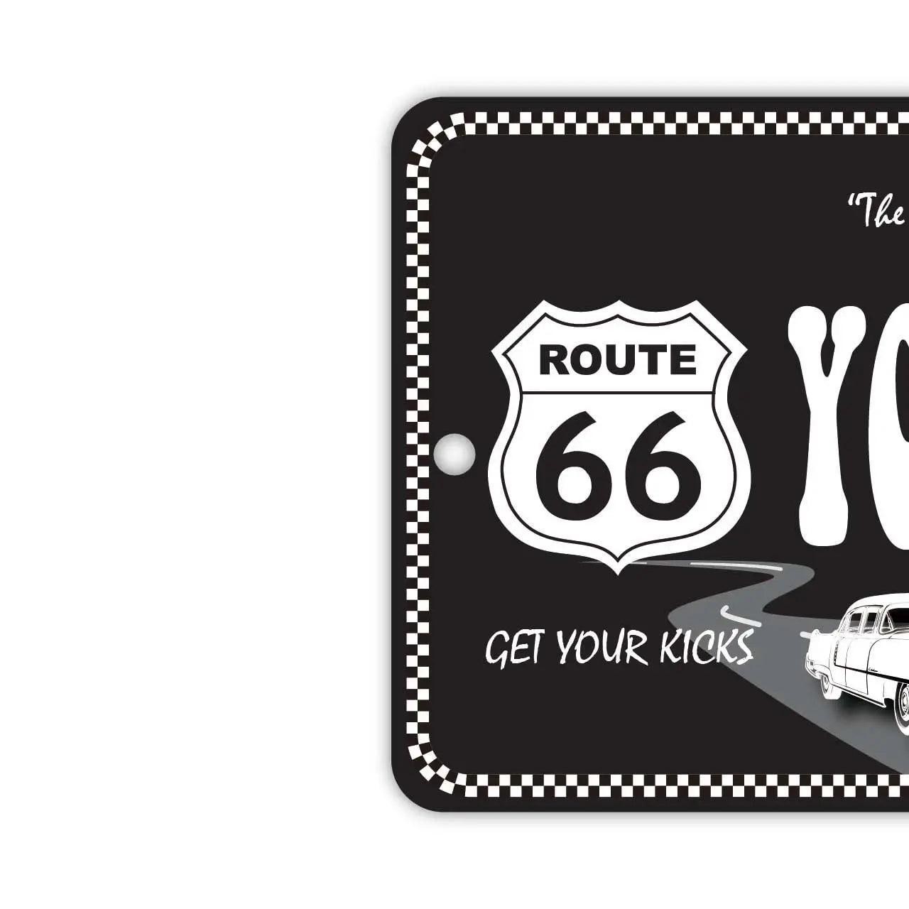 【Targhetta per specchietto retrovisore】Nero Route 66/Deodorante per auto a forma di targa americana originale