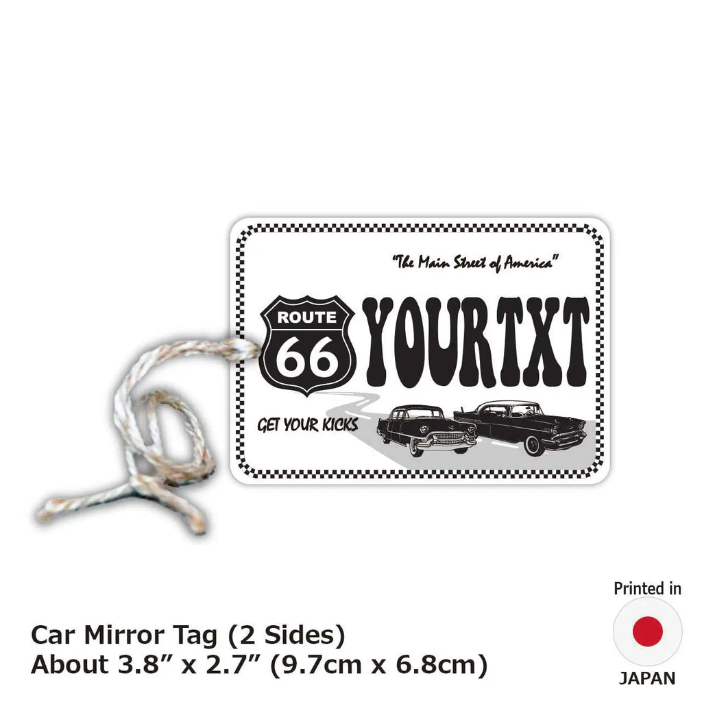 【Targhetta per specchietto retrovisore】Route 66 bianca/Deodorante per auto a forma di targa americana originale