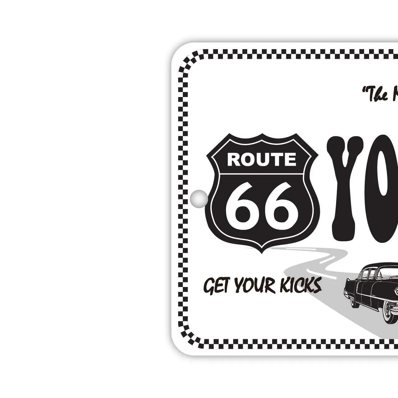 【Targhetta per specchietto retrovisore】Route 66 bianca/Deodorante per auto a forma di targa americana originale