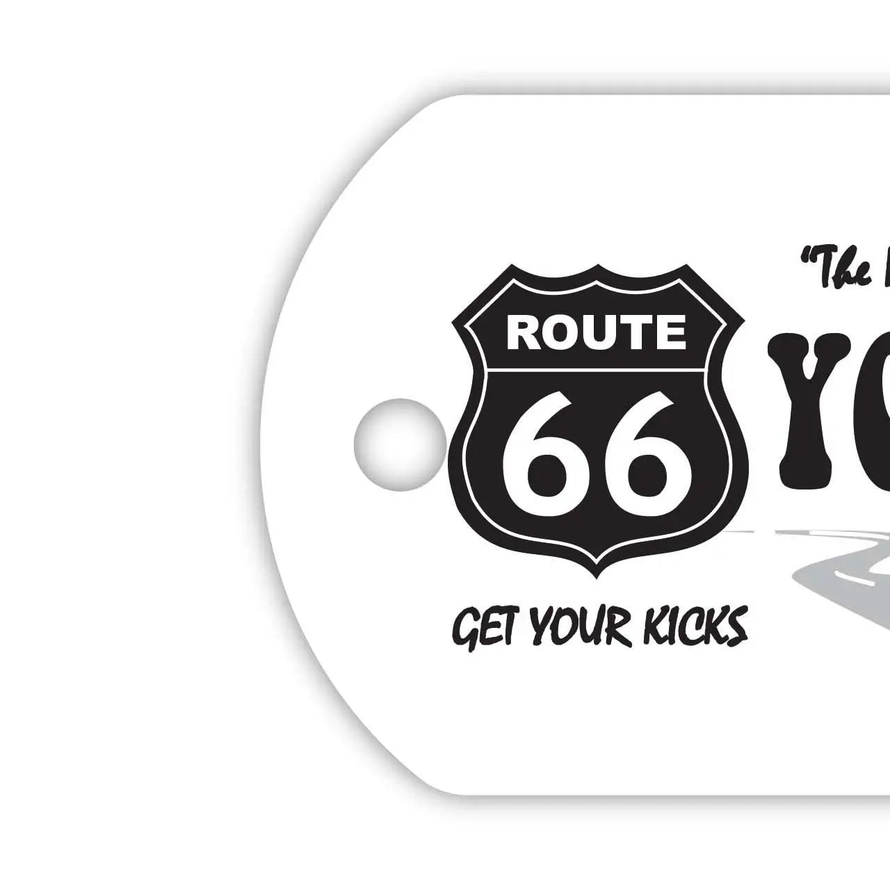 【Medaglietta identificativa per cani/Piastrina identificativa per cani】Route 66 Bianco/Portachiavi personalizzato a forma di targa americana