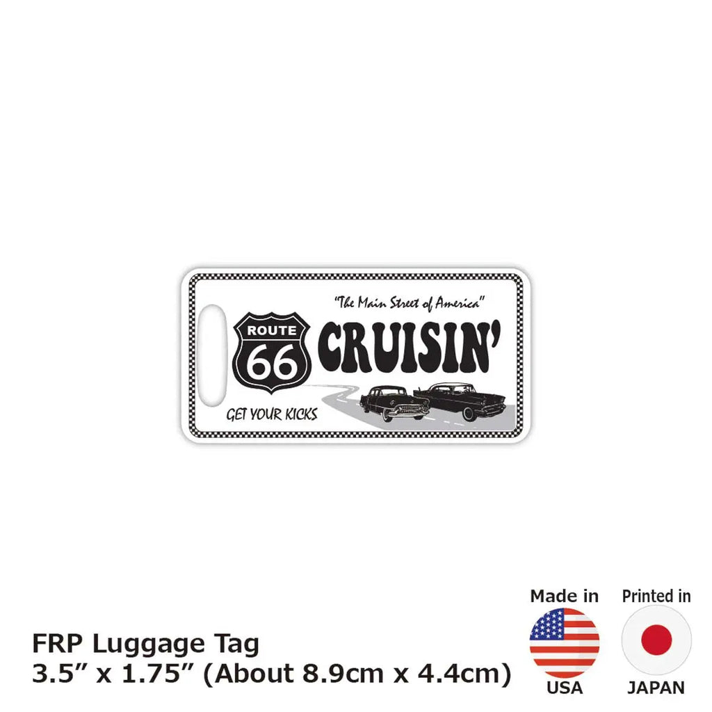 【Etichetta per bagagli】Route 66 - Bianca/A forma di targa americana originale - Elegante - Targhetta identificativa per bagagli smarriti